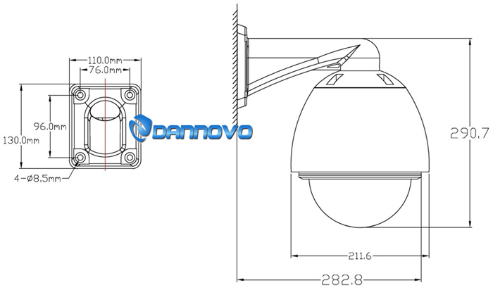 HD 720P PTZ IP High Speed Dome Camera Size